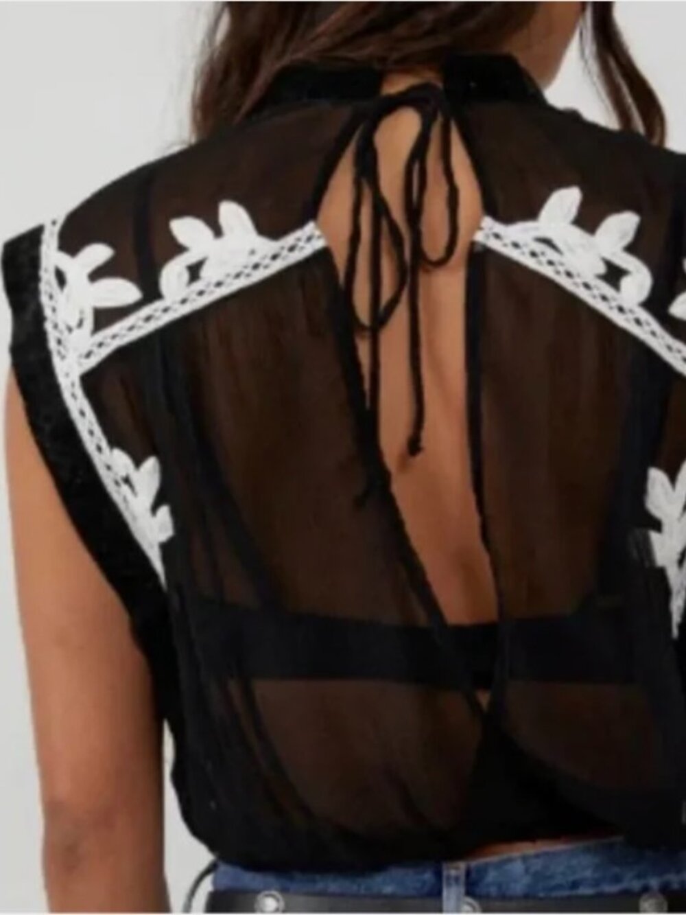 Free People Veronique Lace Top Black & White | Size Small | EUC